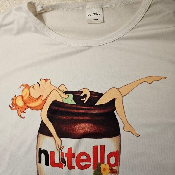 Nutella White Adult Unisex Print Tee Shirt - Size Medium - Picture 2 of 3